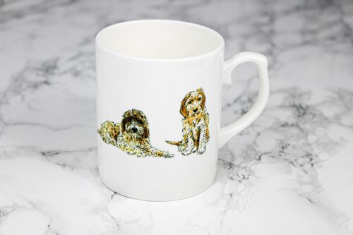 Cockapoo Dog Bone China Mug Hand Printed