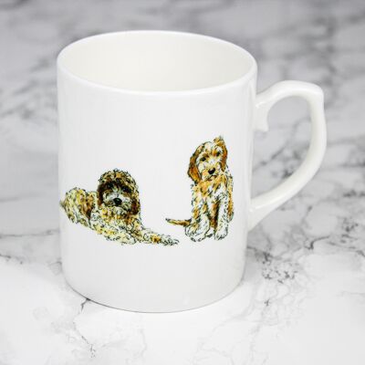 Cockapoo Dog Bone China Mug Hand Printed