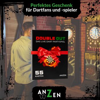 DOUBLE OUT - Le jeu de fléchettes en direct | 55 cartes avec un nouveau personnage vivant | Cadeau pour les fans de fléchettes | Jouable en direct pour tous les matchs de fléchettes | à partir de 16 ans | 4 catégories 3