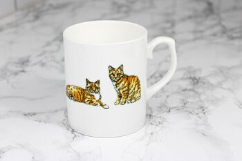 Ginger Tabby Cat Bone China Mug imprimé à la main 1