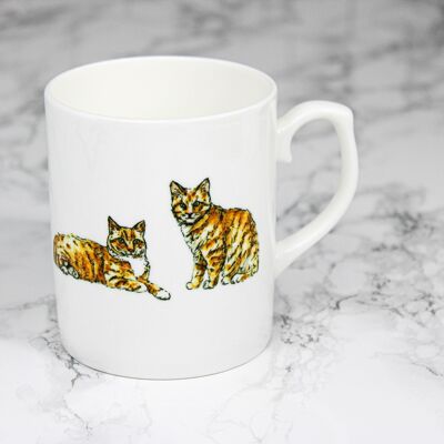 Ginger Tabby Cat Bone China Mug Hand Printed