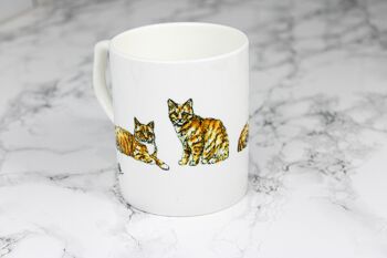 Ginger Tabby Cat Bone China Mug imprimé à la main 3