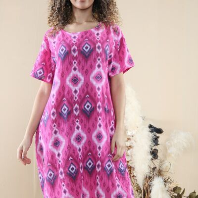 Short sleeve diamond pattern dress