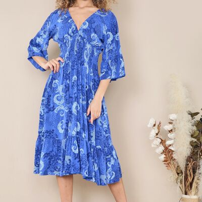 Kleid mit geraffter Taille und Paisley-Print