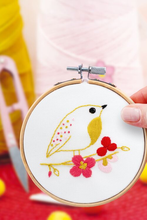 Les French Kits - Broderie 10x10cm - Oiseau printanier