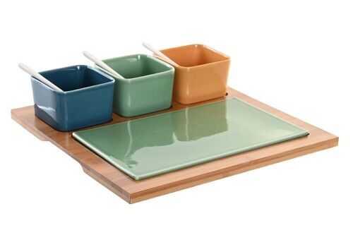 APERITIVO SET 8 BAMBU PORCELANA 30X30X6 MULTICOLOR PC202755