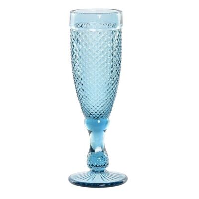 CUP SET 6 GLASS 6X6X18.5 150ML, BLUE STRIPED PC207948