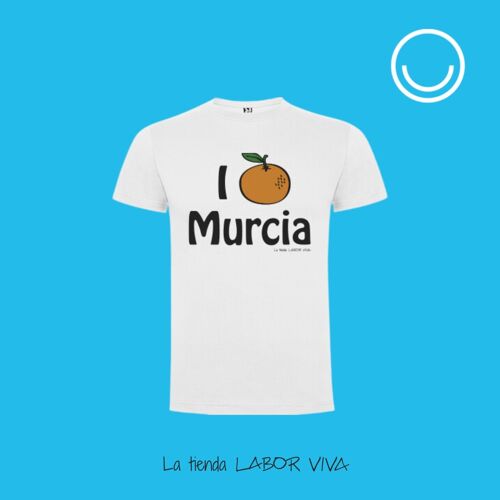 Camiseta blanca unisex, I love Murcia, souvenir Región de Murcia