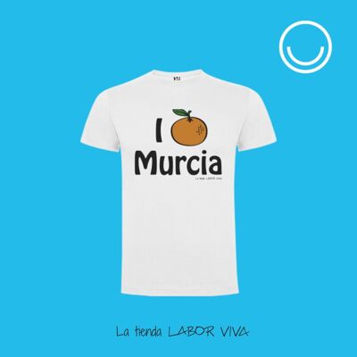 T-shirt unisex bianca, amo Murcia, souvenir della regione di Murcia