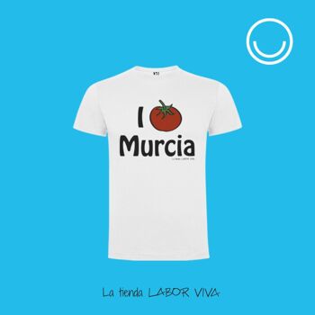 T-shirt unisexe blanc, j'aime Murcie, souvenir de la Région de Murcie 2