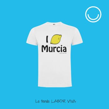 T-shirt unisexe blanc, j'aime Murcie, souvenir de la Région de Murcie 3