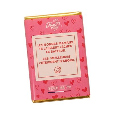 Message Fête des Mères - Mini tablette de chocolat noir
