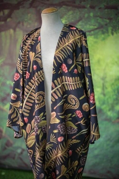 Fern and Forest Fruits Robe Sylky Clothing Cardigan Kimono Fashion cover up Bohemian Summer boho jacket gift for teacher goblincore witch