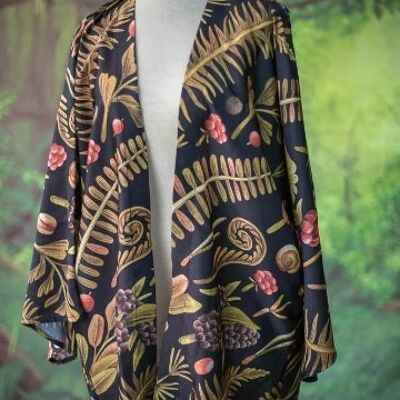 Helecho y frutas del bosque Robe Sylky Ropa Cardigan Kimono Moda encubrir Boho Verano boho