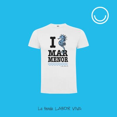 Camiseta blanca unisex, I love Mar Menor, souvenir Región de Murcia