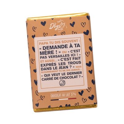 Message fête des Pères - Mini tablette chocolat au lait
