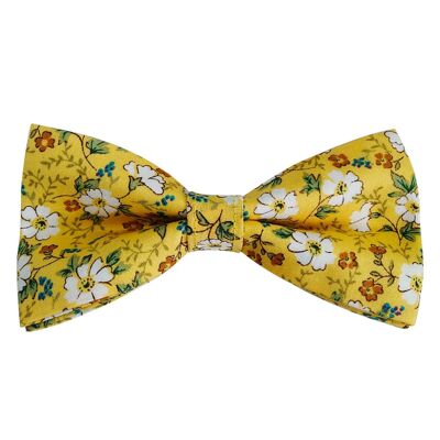 Floral yellow bow tie