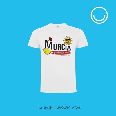 T-shirt bianca unisex, Murcia quanto sei bella, souvenir della regione di Murcia
