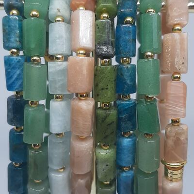 Gemstone column stretch bracelet