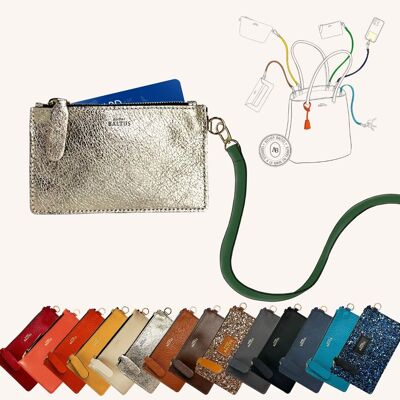 Mini card holder pouch, Jade leather coin purse - Atelier BALTUS