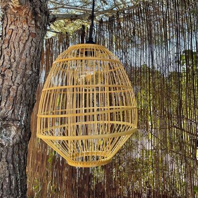 Mains-powered pendant lamp for outdoor use MYKONOS OUTDOOR CABLE in natural rattan bohemian style 5m cable length