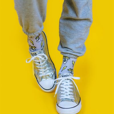 Sparkle Rock Grey Socks, standard adult size without heel.