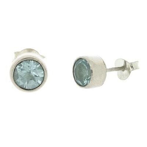 6mm Round Blue Topaz Stud Earrings with Presentation Box