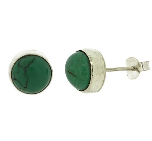 8mm Round Turquoise Stud Earrings with Presentation Box