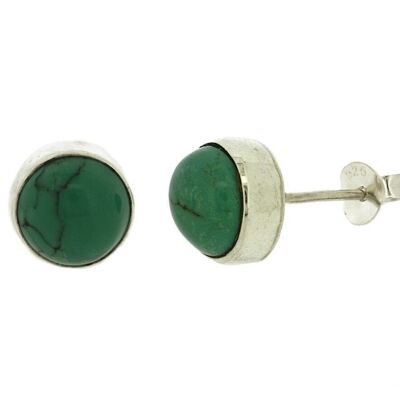 8mm Round Turquoise Stud Earrings with Presentation Box