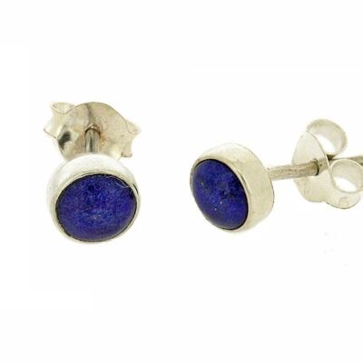 Boucles d'Oreilles Rondes Lapis Lazuli 5mm avec Boîte de Présentation