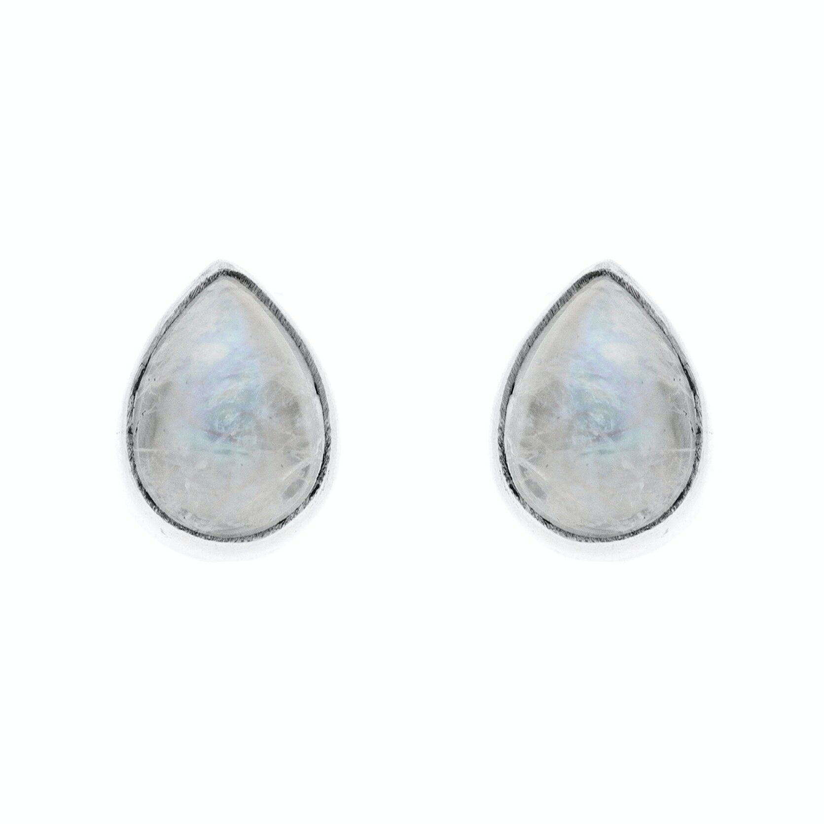 Orecchini a bottone con pietra di luna a goccia con scatola di presentazione