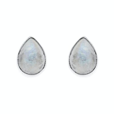 Boucles d'oreilles en forme de larme avec pierre de lune et boîte de présentation
