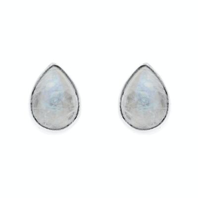 Teardrop Moonstone Stud Earrings with Presentation Box