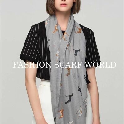 Cute Greyhound Dog Print Scarf