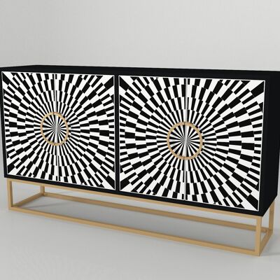 Sideboard Gradel mit Metallfüße Schwarz Weiß