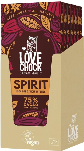 Chocolate Lovechock vegan SPIRIT dark intense 70 g organic 3