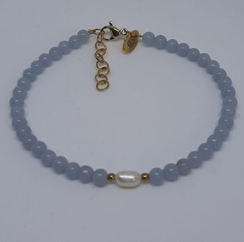 Bracelet pierres précieuses 4mm avec perle d'eau douce 5