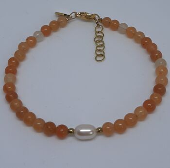 Bracelet pierres précieuses 4mm avec perle d'eau douce 11