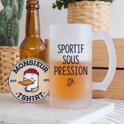 Sports beer mug under pressure