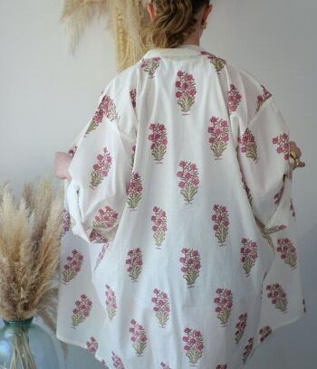 Kimono fleuri - blanc et rose 3