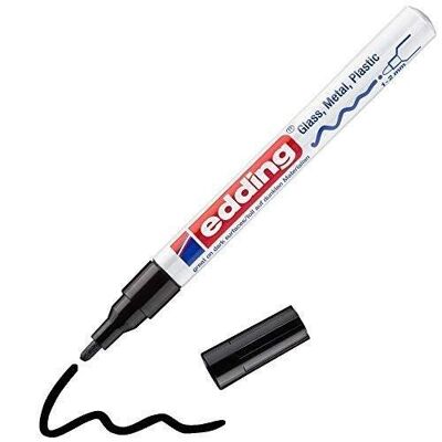 Edding 751 Gloss paint marker - with lacquered ink - Blister pack of 1 gloss paint marker - round tip 1-2mm - for glass, metal, plastic and coated paper - Permanent - waterproof, very covering