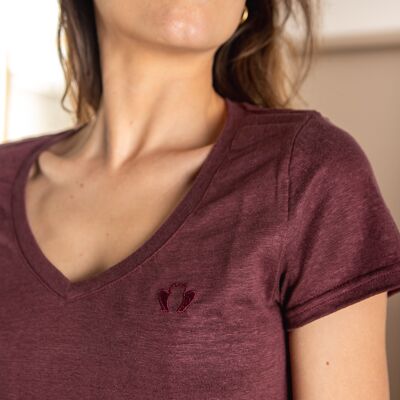 Das Unverzichtbare - Bordeauxrotes Leinen-T-Shirt für Damen