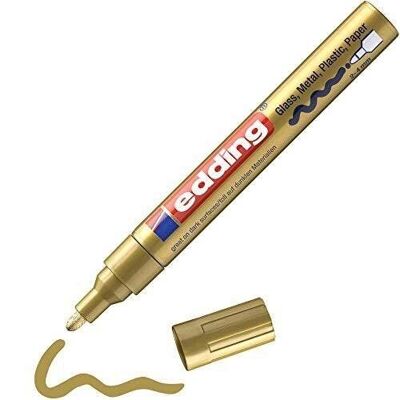 Pennarello lucido Edding 750 - con inchiostro laccato - 1 pennarello lucido - punta tonda 2-4mm - per vetro, metallo, plastica e carta patinata - Permanente - impermeabile, molto coprente