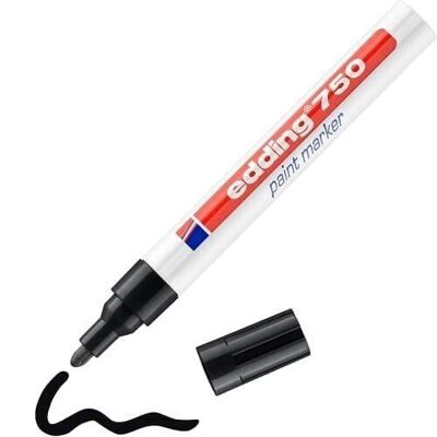 Edding 750 Marqueur peinture - 1 stylo - pointe ronde 2-4 mm - marqueur de peinture pour l'étiquetage du métal, verre, roche ou du plastique - résistant à la chaleur, permanent et étanche