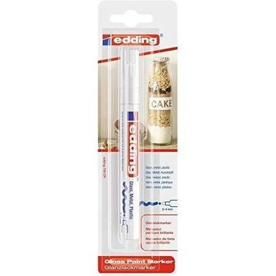 Edding 750 Gloss paint marker - with lacquered ink - Blister pack of 1 gloss paint marker - round tip 2-4mm - for glass, metal, plastic and coated paper - Permanent - waterproof, very covering