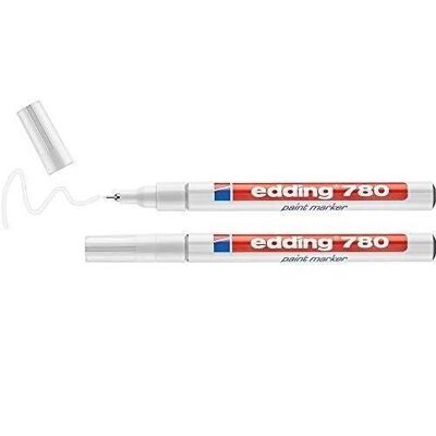 Edding 780 Gloss ink paint marker - Blister of 2 - 2 felt tip pens - extra fine tip 0.8 mm - For writing and decorating on glass, metal, plastic and coated paper - Permanent - waterproof, very covering