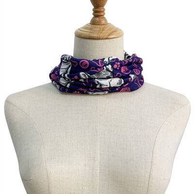 Fun French Bulldog Print Snood - Purple