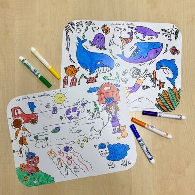 Set of 20 infinity coloring placemats for children