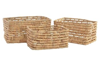 PANIER SET 3 FIBRE 45X30X23 MARRON TRESSÉ DC152130 1