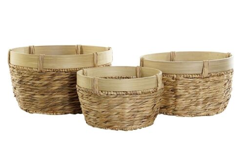 CESTA SET 3 JUNCO BAMBU 40X40X23 NATURAL MARRON DC174791